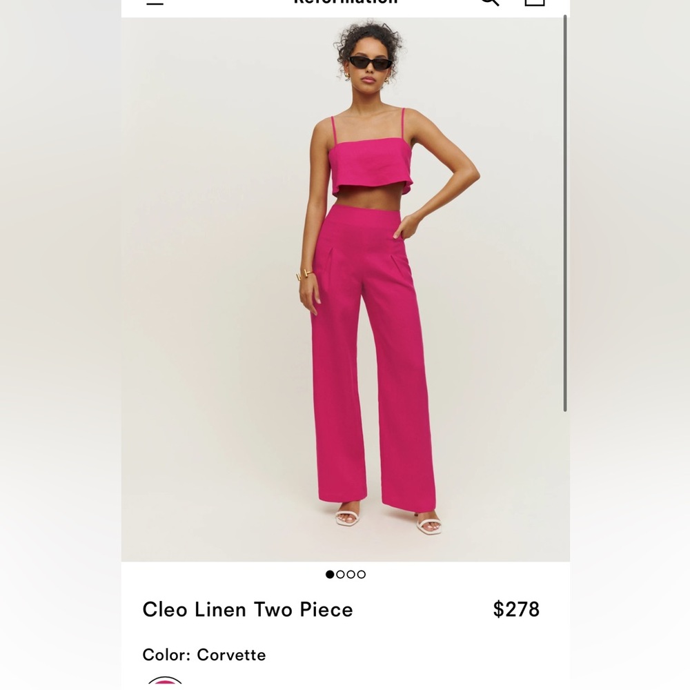 Pink Reformation Cleo Linen Two Piece Set - Picture 2 of 8